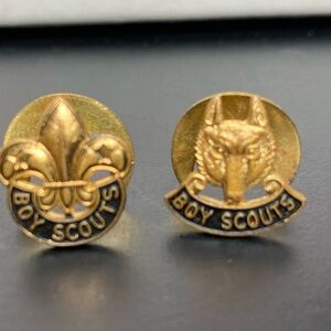 Vintage Boy Scouts Pin Lot – Wolf Head & Fleur-de-lis